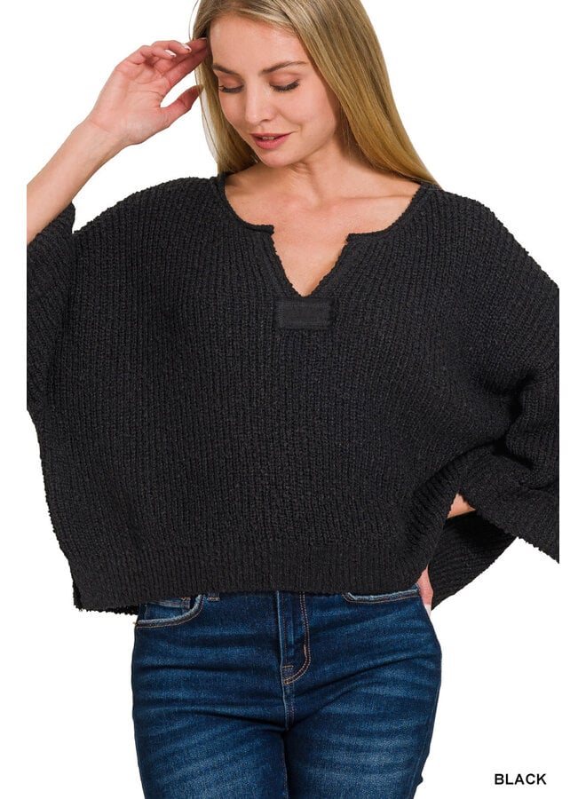 SOFT KNIT ENERGY PULLOVER-BLACK