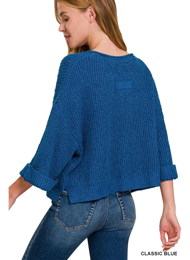 SOFT KNIT ENERGY CROPPED TOP-CLASSIC BLUE
