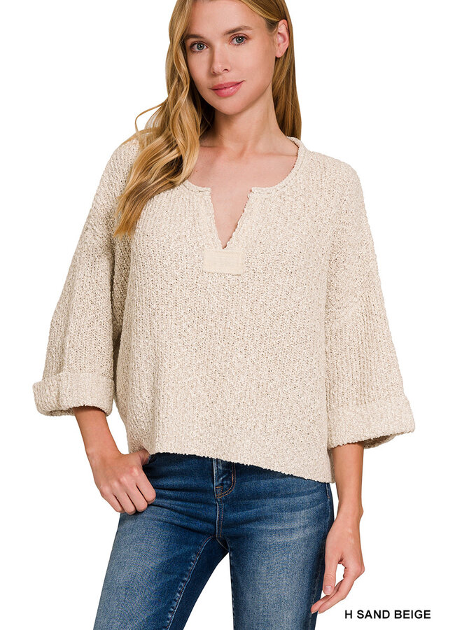 SOFT KNIT ENERGY CROPPED TOP-SAND BEIGE