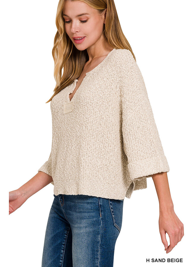 SOFT KNIT ENERGY CROPPED TOP-SAND BEIGE