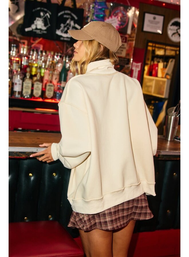 OVERSIZED & OBSESSED MOCK NECK SWEATSHIRT-SAND