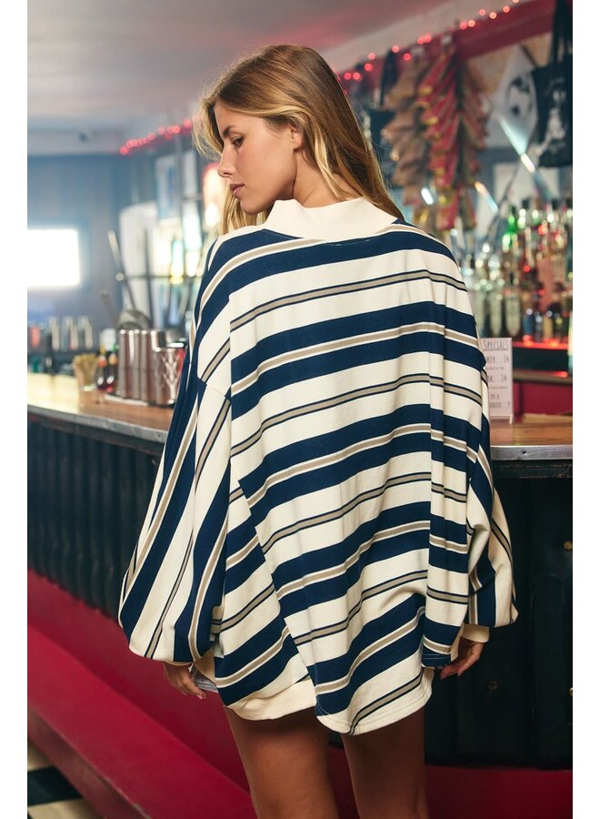 STRIPES & STRIPES MOCK NECK SWEATSHIRT