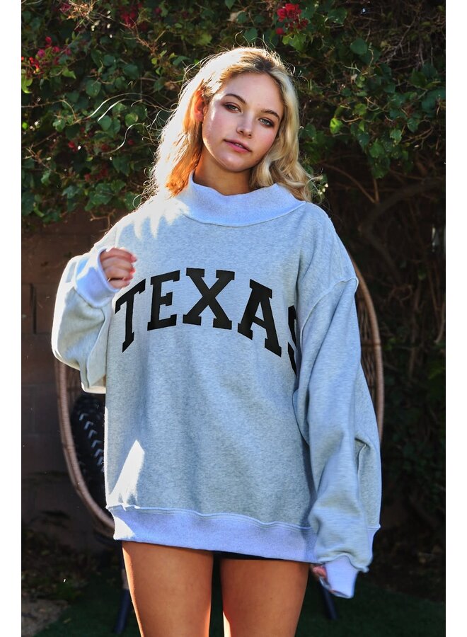 OVERSIZED & OBSESSED REVERSIBLE MOCK NECK SWEATSHIRT-TEXAS
