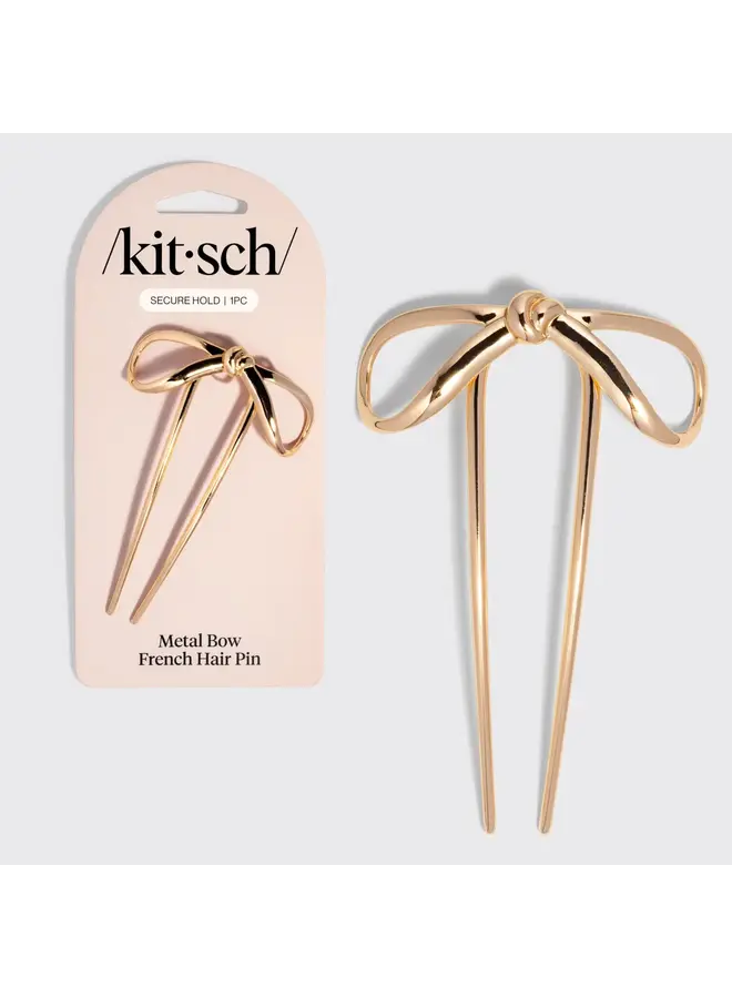 MINI METAL BOW FRENCH HAIR PIN-GOLD