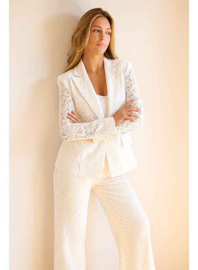 SHE A BADDIE LACE BLAZER-WHITE