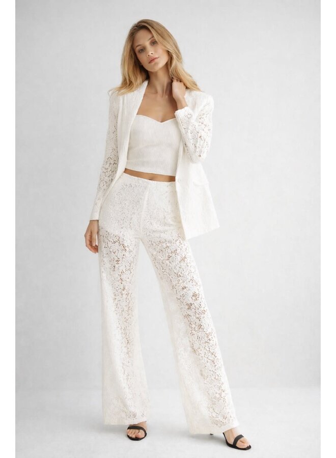 SHE A BADDIE LACE BLAZER-WHITE
