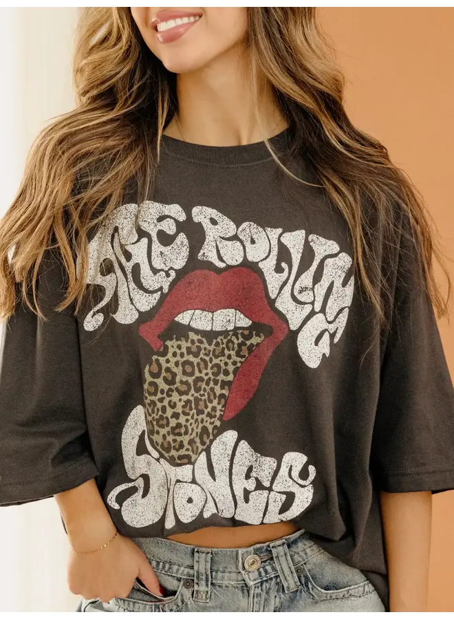 ROLLING STONES LEOPARD TONGUE LICENSED TEE