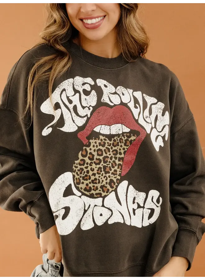 ROLLING STONES LEOPARD TONGUE LICENSED SWEATSHIRT