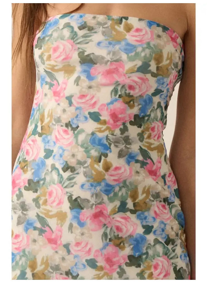 SO SWEET FLORAL STRAPLESS MAXI DRESS