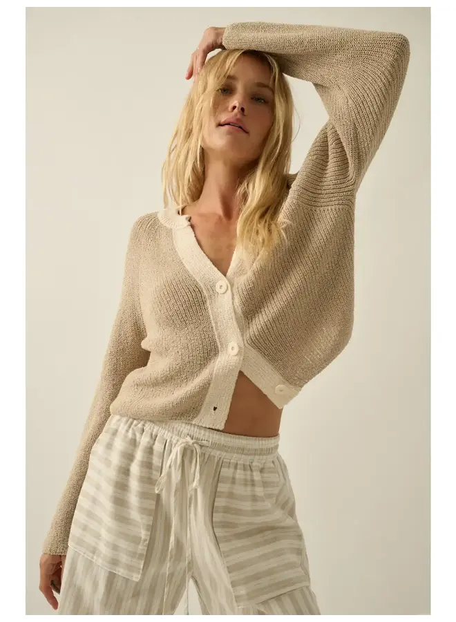 THE CONTRAST RIBBED KNIT CARDI