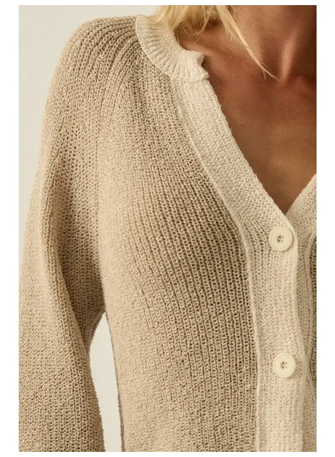 THE CONTRAST RIBBED KNIT CARDI