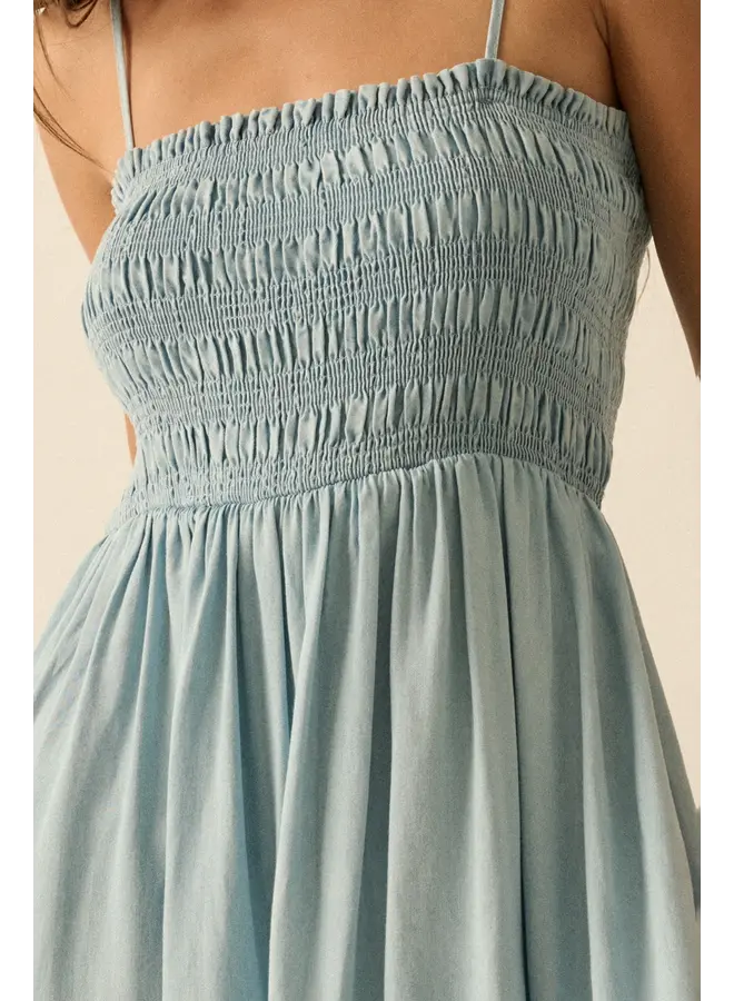 EASY BREEZY TENCIL SMOCKED MIDI DRESS