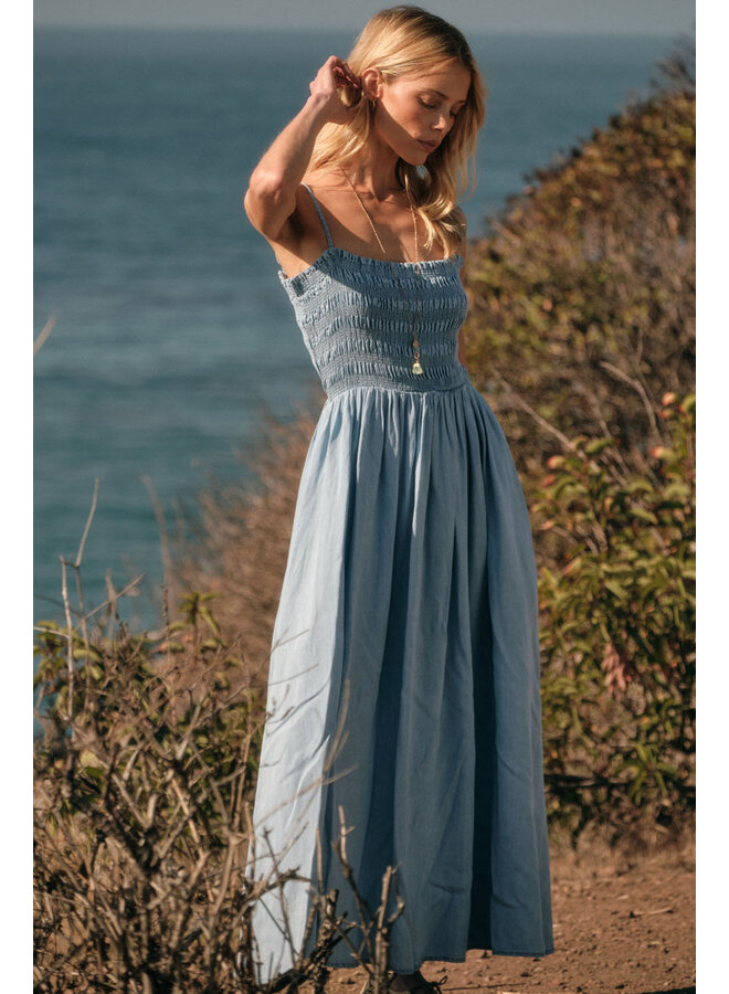 EASY BREEZY TENCIL SMOCKED MIDI DRESS