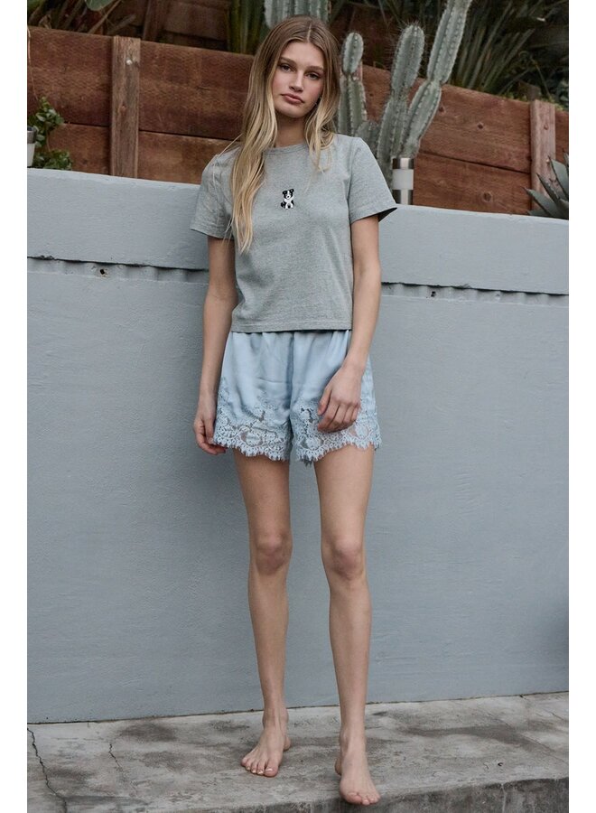 SATIN KISS LACE TRIM SHORTS