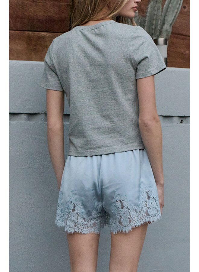 SATIN KISS LACE TRIM SHORTS