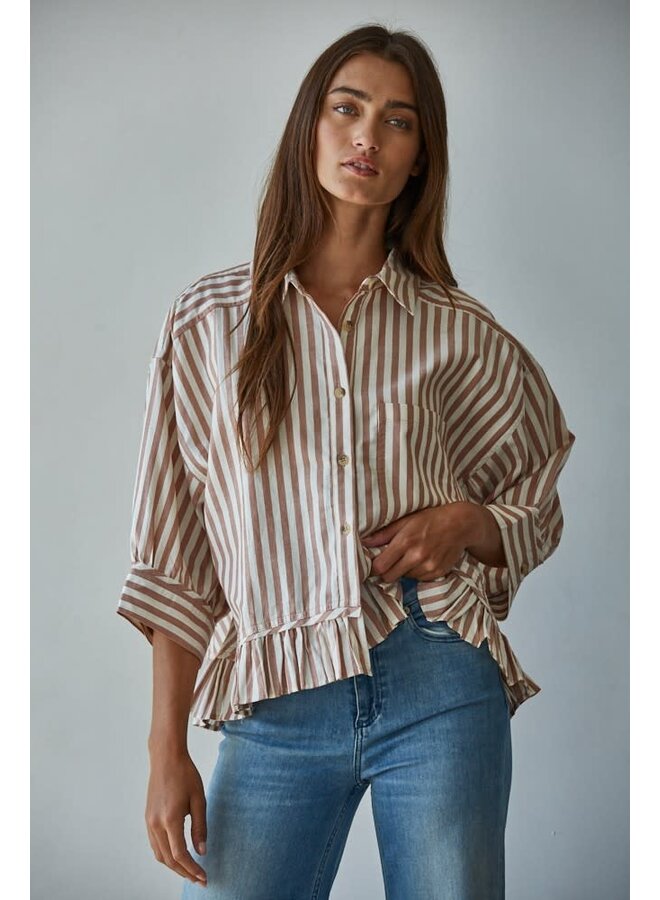 OH MY STRIPES BUTTON UP TOP
