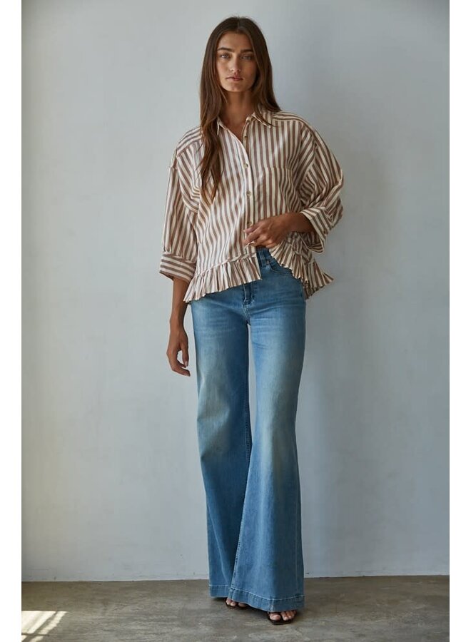 OH MY STRIPES BUTTON DOWN TOP