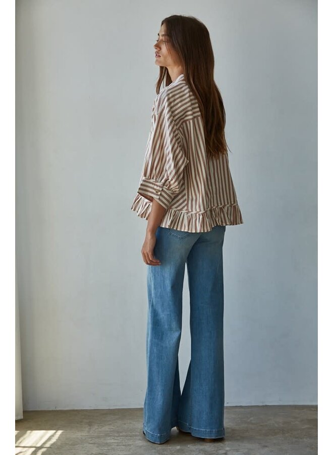 OH MY STRIPES BUTTON DOWN TOP