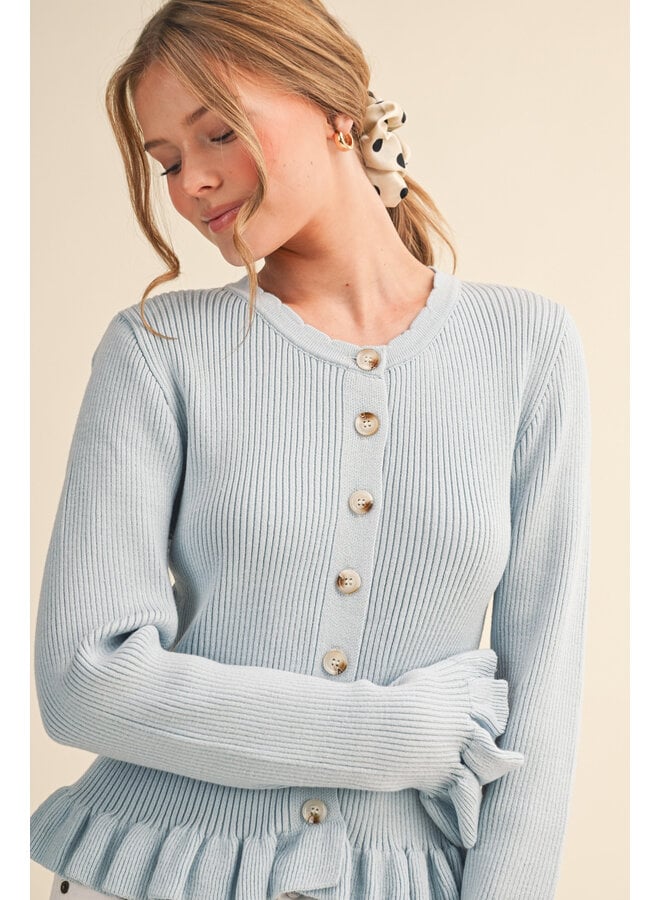 A GIRLY GIRL RUFFLE CARDIGAN