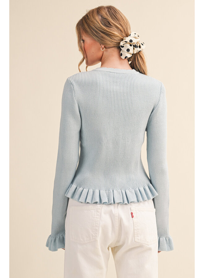 A GIRLY GIRL RUFFLE CARDIGAN