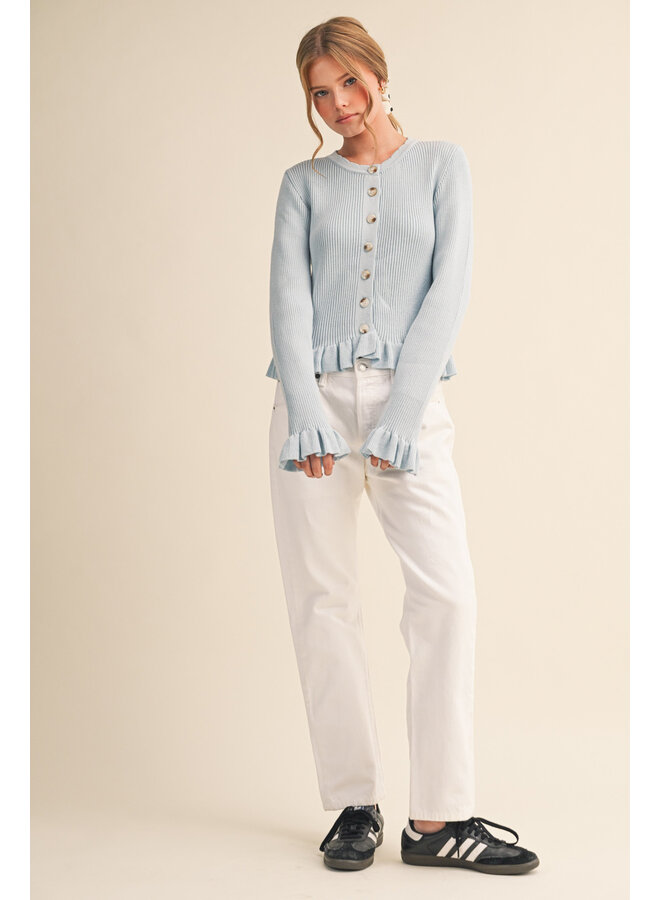 A GIRLY GIRL RUFFLE CARDIGAN