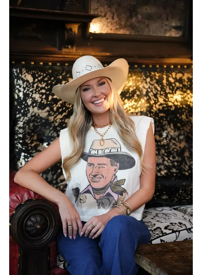 BLINGY DESIGNER COWBOY MUSCLE TANK