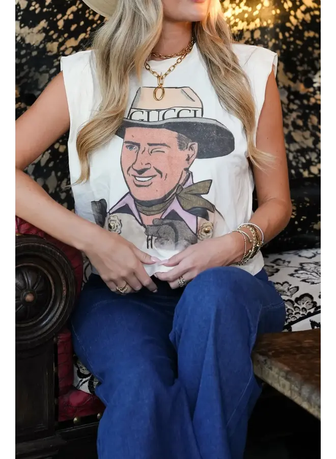 BLINGY DESIGNER COWBOY MUSCLE TANK