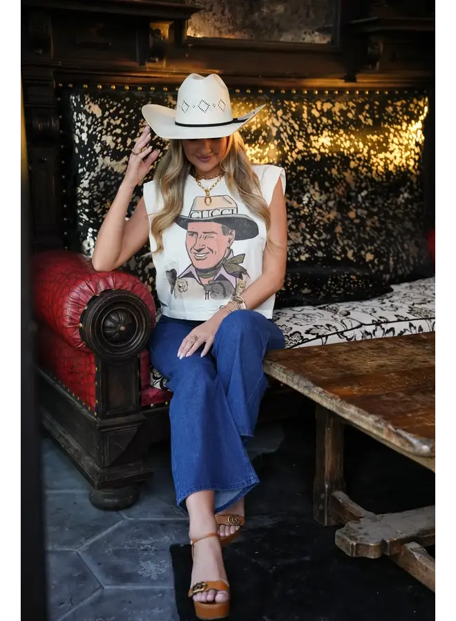 BLINGY DESIGNER COWBOY MUSCLE TANK