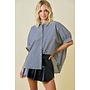 TEAGAN OVERSIZED STRIPED BUTTON DOWN-NAVY