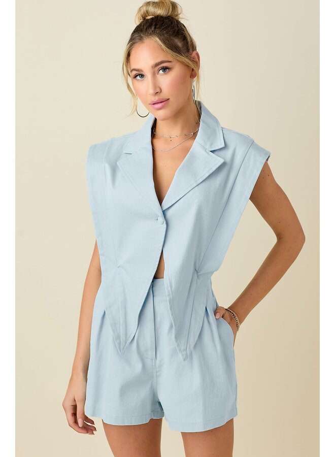 TUXEDO ROMPER - BLUE