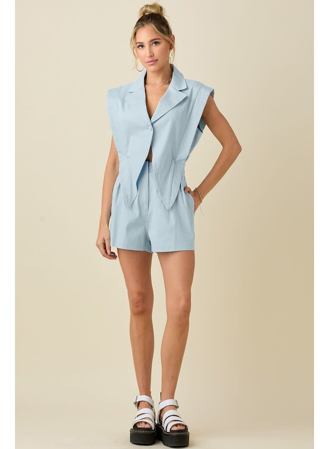 TUXEDO ROMPER - BLUE