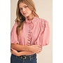 THE RUFFLED & STRIPED BUTTON DOWN TOP
