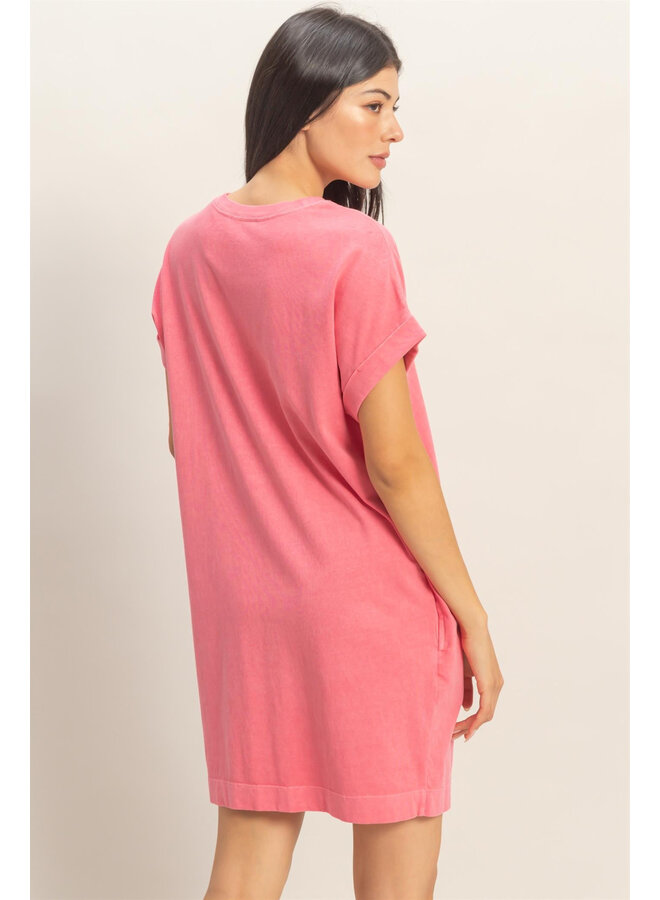TAKE IT EASY T-SHIRT DRESS-TAFFY PINK