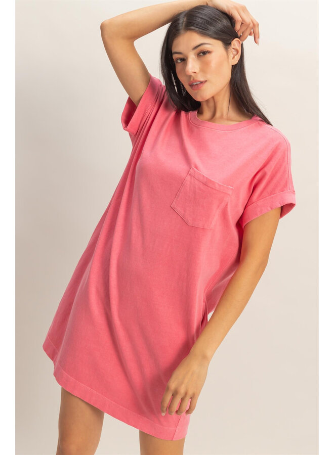 TAKE IT EASY T-SHIRT DRESS-TAFFY PINK