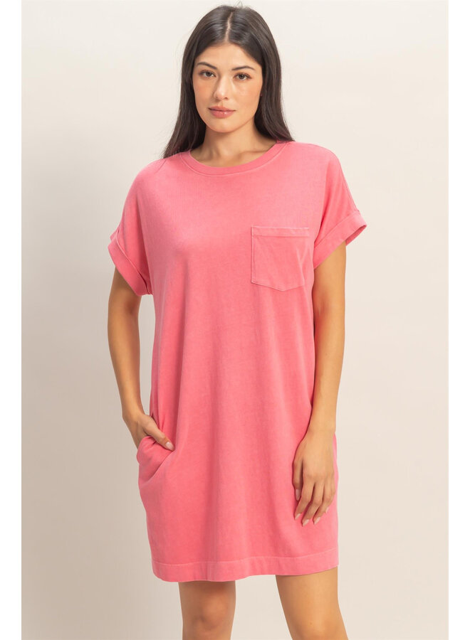 TAKE IT EASY T-SHIRT DRESS-TAFFY PINK