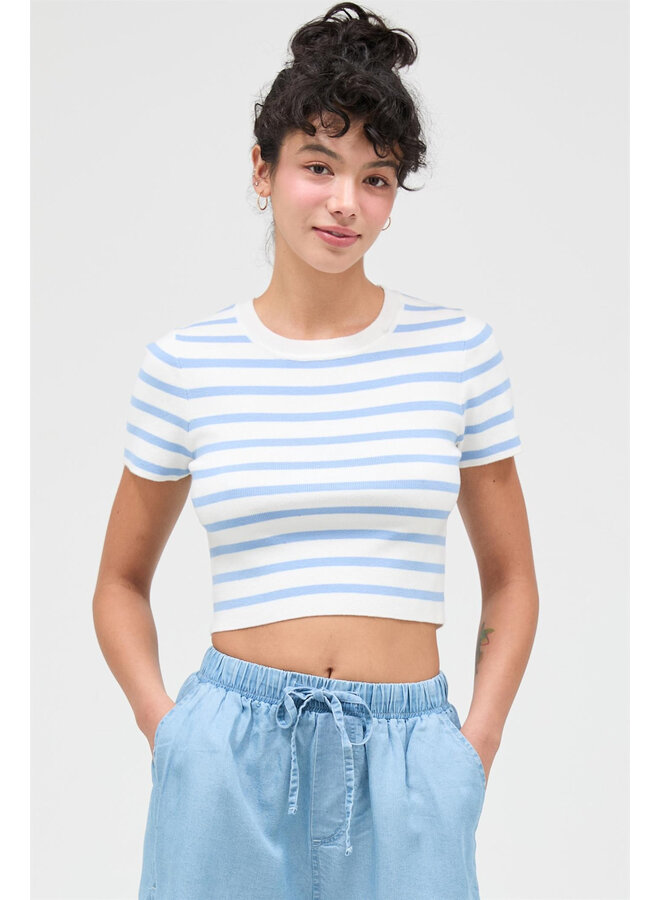 STRIPED AROUND CROP TOP-BLUE