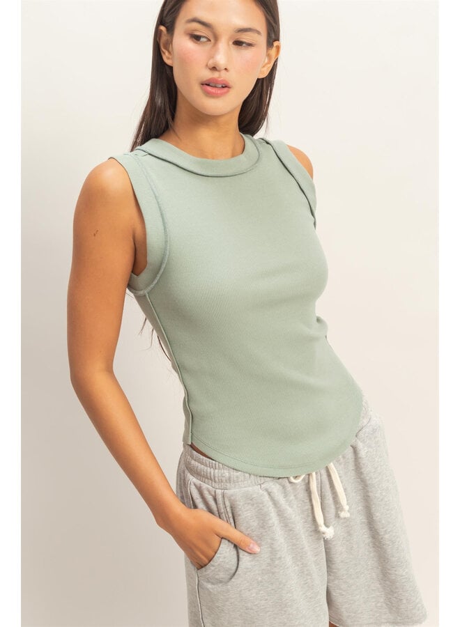 SUMMER TIME MUSCLE TANK-SAGE GREEN