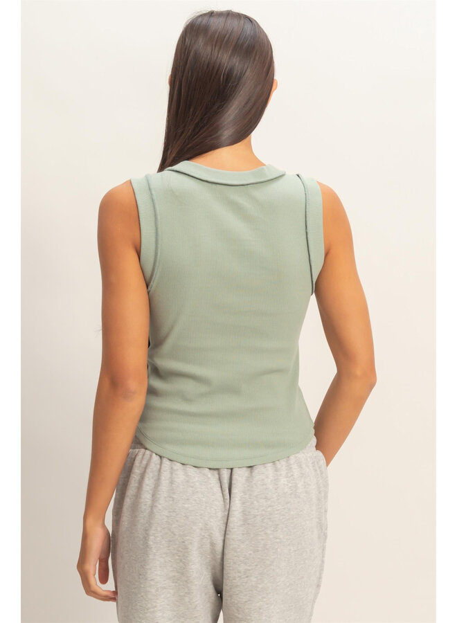 SUMMER TIME MUSCLE TANK-SAGE GREEN
