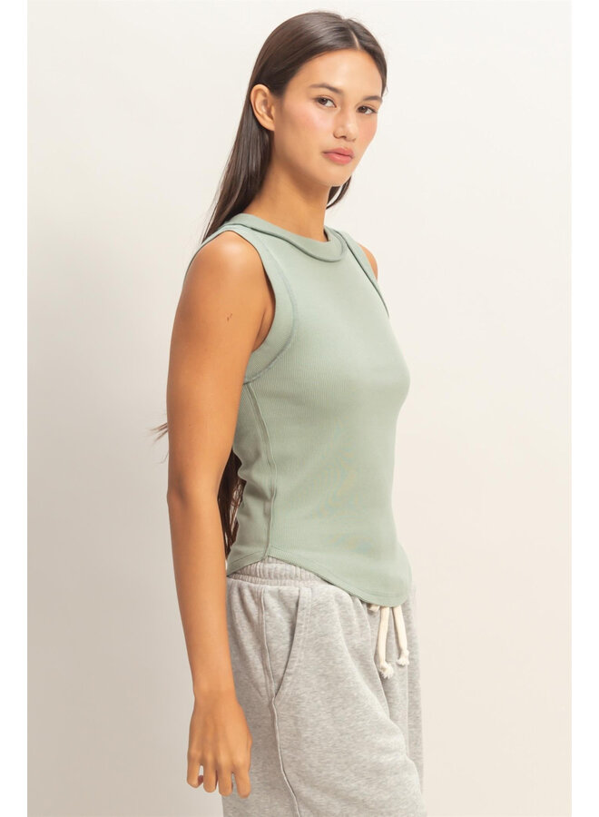 SUMMER TIME MUSCLE TANK-SAGE GREEN