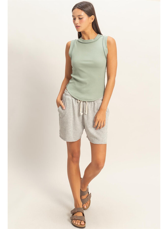 SUMMER TIME MUSCLE TANK-SAGE GREEN