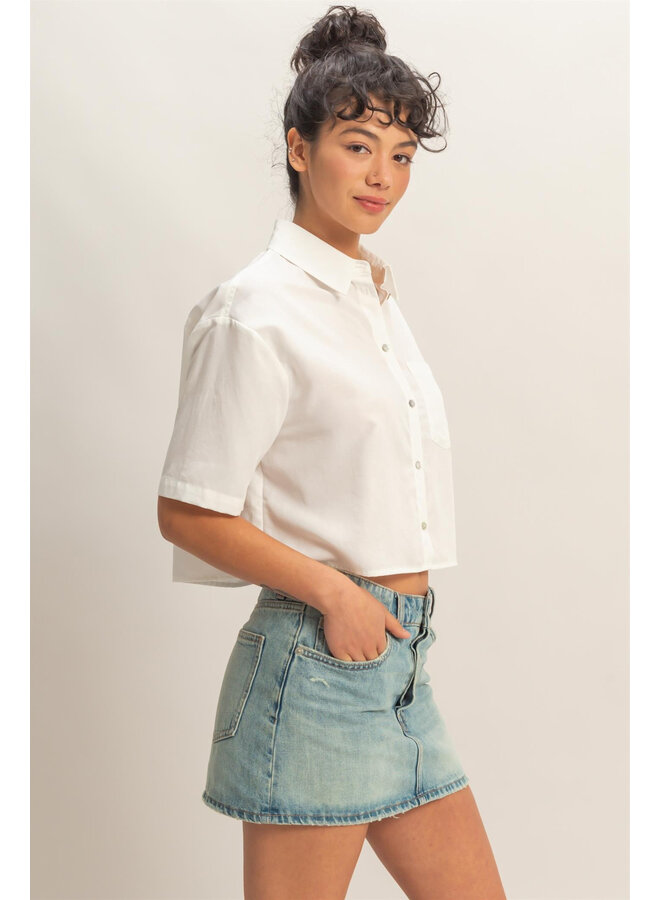 KEEP IT SIMPLE CROPPED BUTTON DOWN