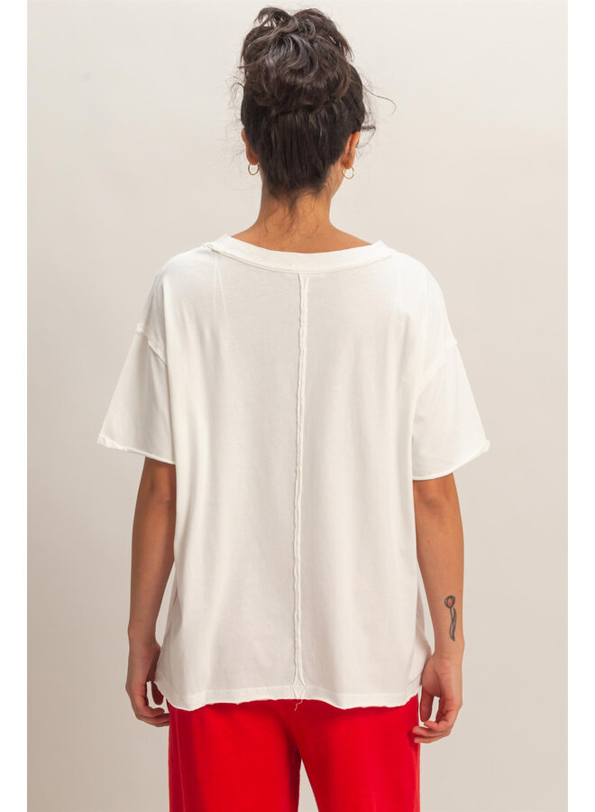 I'M FADED OVERSIZED V-NECK TEE-WHITE
