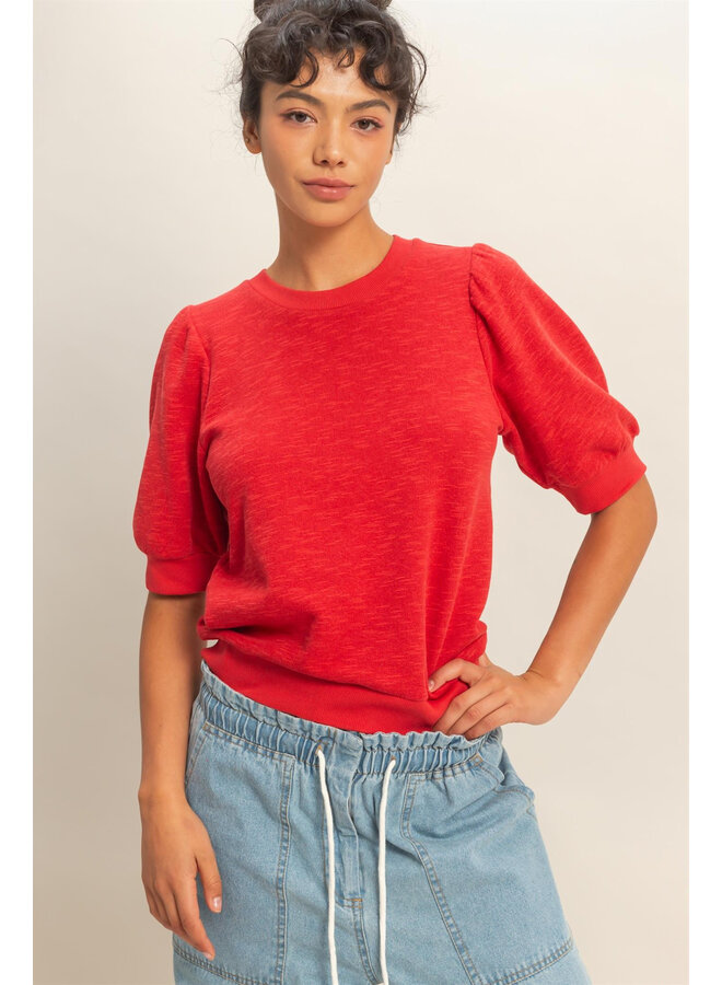 SWEET & CHIC SWEATER TOP-RED
