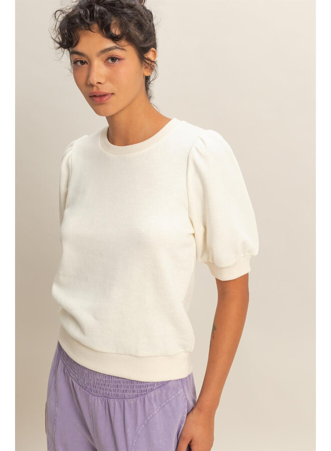 SWEET & CHIC SWEATER TOP-WHIP CREAM