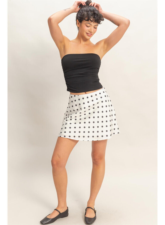 RUCHED BANDEAU TOP-BLACK