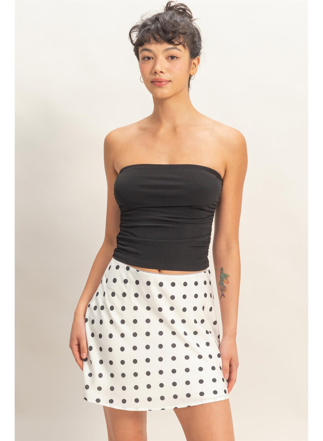 RUCHED BANDEAU TOP-BLACK