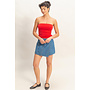 RUCHED BANDEAU TOP-RED