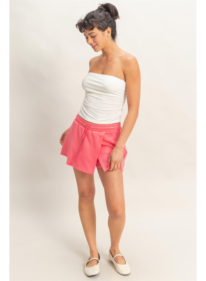 RUCHED BANDEAU TOP-WHITE