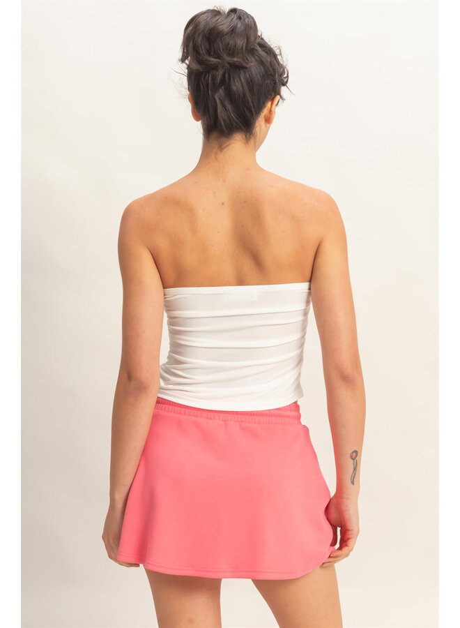 RUCHED BANDEAU TOP-WHITE