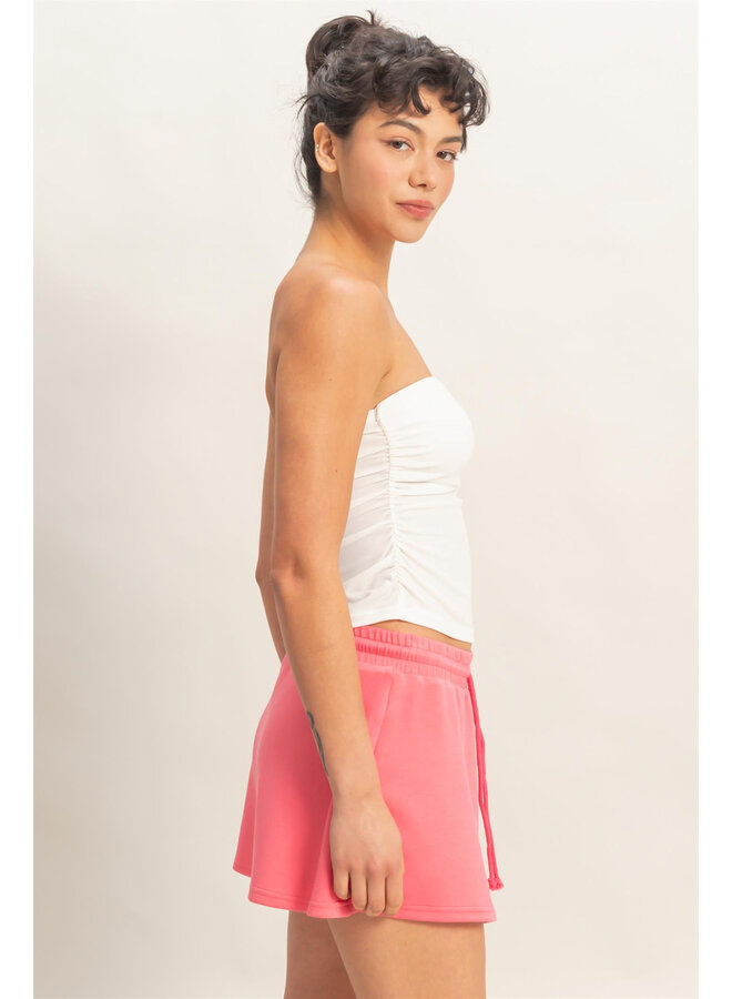 RUCHED BANDEAU TOP-WHITE